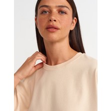 31017 Kısa Kollu Pamuklu T-Shirt-Açık Bej