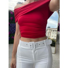 Lavessa Modanne Yaka Streplez Bustiyer - Kırmızı