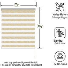 Mekstor Soft Bamboo Krem Beyaz Kırçıllı Zebra Perde ( Etek Düz )