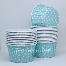 Trend Hediye Sepeti 25'li Mavi Puantiyeli Cupcake Kalıbı, Muffin Kek Kalıbı, Kek Kapsülü, Airfryer Uyumlu