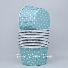 Trend Hediye Sepeti 25'li Mavi Puantiyeli Cupcake Kalıbı, Muffin Kek Kalıbı, Kek Kapsülü, Airfryer Uyumlu
