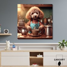Gaagart Kare Kanvas Kahve Köşesi Cafe Tablosu Barista Kaniş Köpek