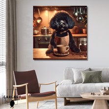 Gaagart Kare Kanvas Kahve Köşesi Cafe Tablosu Barista Siyah Poodle