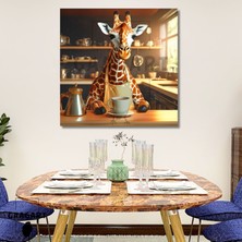 Gaagart Kare Kanvas Kahve Köşesi Cafe Tablosu Barista Zürafa