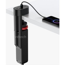 Vetech Akım Korumalı Priz Masa Kenarı Ayarlanabilir 3 Priz + 2 USB + 1 Type C Girişli Priz