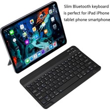 Full Hd Tablet 10.1" Uyumlu Kablosuz Bluetooth Şarj Edilebilir Mini Q Klavye - Siyah