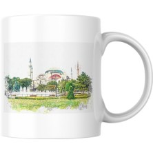 Uzka Dijital Baskı Ve Aydınlatma Istanbul Serisi Ayasofya Cami Temalı Porselen Kupa Bardak