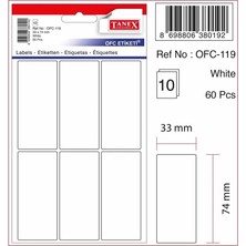 Tanex OFC-119 ( 33 mm * 74 mm ) Beyaz Ofis Etiketi- ( 5 Paket )