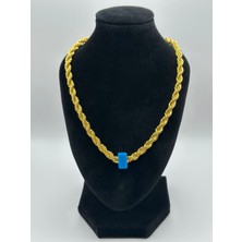 Arnes Jewelry Çelik 22 Ayar Altın Kaplama Boncuklu Burgu Kolye