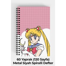 Anime Marketi Ay Savaşçısı Tasarımlı A5 Spiralli Sert Kapak Defter 120 Sayfa