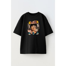 Nmg Tekstil Unisex Siyah Oversize Pamuk Eminem Rap Poster Baskılı Örme T-Shirt