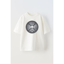 Nmg Tekstil Unisex Beyaz Oversize Pamuk Bar Ağırlık Body Baskılı Örme T-Shirt