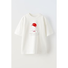 Nmg Tekstil Unisex Beyaz Oversize Pamuk Gtr Dağ Yolu Baskılı Örme T-Shirt