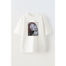 Nmg Tekstil Unisex Beyaz Oversize Pamuk Zombie Godies Kız Baskılı Örme T-Shirt