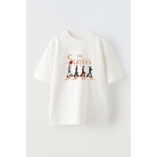Nmg Tekstil Unisex Beyaz Oversize Pamuk The Slayers Baskılı Örme T-Shirt