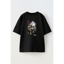 Nmg Tekstil Unisex Siyah Oversize Pamuk Ninja Kaplumbağalar Toplu Lamba Baskılı Örme T-Shirt