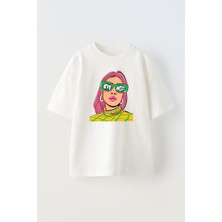 Nmg Tekstil Unisex Beyaz Oversize Pamuk Bye Next 2 Baskılı Örme T-Shirt