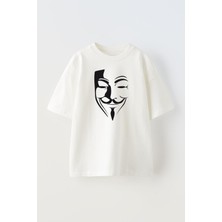 Nmg Tekstil Unisex Beyaz Oversize Pamuk Çığlık Silüet Baskılı Örme T-Shirt