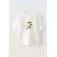 Nmg Tekstil Unisex Beyaz Oversize Pamuk Marijuanal Baskılı Örme T-Shirt