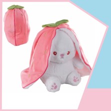 Dada Toys Çilek Yuvali Uzun Kulakli Tavşan Peluş Uyku Arkadaşi 35 cm Pembe 416008