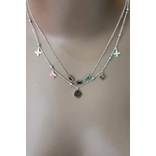 Kırmızı Sanat Evi Yonca Figürlü Ikili Kadın Kolye