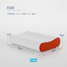 FOM 2'li Flex Tam Ortopedik Visco Konforlu Uyku Yastık Kampanyası, Ortopedik, 60 X 40 X 14/11, Turuncu