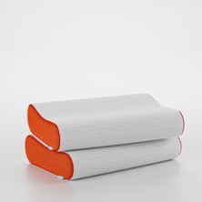 FOM 2'li Flex Tam Ortopedik Visco Konforlu Uyku Yastık Kampanyası, Ortopedik, 60 X 40 X 14/11, Turuncu