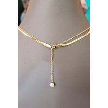 Kırmızı Sanat Evi Çelik Gold Yonca Figürlü Kadın Kolye
