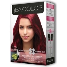 Sea Color 2 Tüp Krem Saç Boyası Seti Çilek Kırmızısı No:5.65