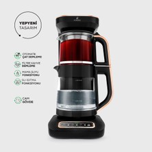 Nidage 1-2 L Çaysever Robotea Pro 4 In1 Konuşan Çay Makinesi Su Isıtıcı Filt Kahve Makinesi Black Copper