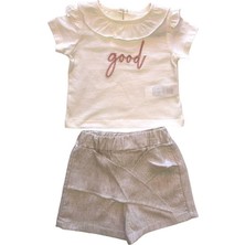Çikoby Kız Bebek Çocuk Good Yazılı Şortlu Takım