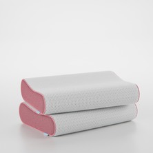 FOM 2'li Flex Tam Ortopedik Visco Konforlu Uyku Yastık Kampanyası, Ortopedik, 60 X 40 X 14/11, Pembe