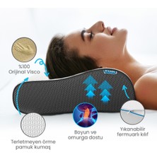 FOM 2'li Flex Tam Ortopedik Visco Konforlu Uyku Yastık Kampanyası, Ortopedik, 60 X 40 X 14/11, Siyah