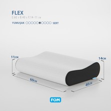 FOM 2'li Flex Tam Ortopedik Visco Konforlu Uyku Yastık Kampanyası, Ortopedik, 60 X 40 X 14/11, Siyah