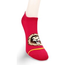 Mbb E-Ticaret Sarı Kırmızı Aslan Desenli Sportif Unisex Kısa Bilek Çorap Yazlık 1 Çift