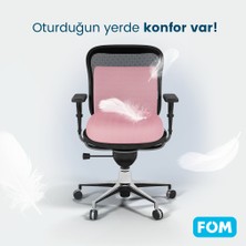 FOM Smith Ve Bels Visco Anatomik Oturma Simidi Ve Bel Destek Yastık Ofis Seti, Ortopedik, Pembe