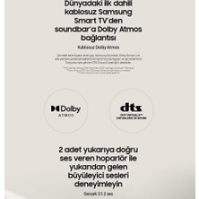 Samsung Bluetooth HDMI Optik Çoklu Bağlantı 10 Hoparlör Dolby Digital Plus, Atmos Çevresel Ses Genişletme, Pro Oyun, Uyumlu, Dts Virtual:x, Gerçek 3.1.2 Ses Ultra Slim Soundbar