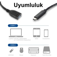 Hubify Type-C To USB Otg Kablo, Type-C 3.1 + USB 3.0 Çevirici.