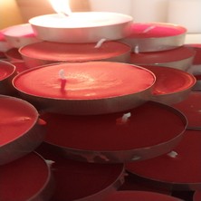 Pars Mum Kırmızı Tealight Mum 35 Gram-Buhurdanlık Maxi Boy Soya Parafinli 10 Adet Dekoratif Orta Boy Tealight Mum