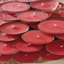 Pars Mum Kırmızı Tealight Mum 35 Gram-Buhurdanlık Maxi Boy Soya Parafinli 10 Adet Dekoratif Orta Boy Tealight Mum