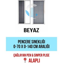 Mediterian 70 x 140 Pileli Plise Sürgülü Akordiyon Katlanır Pencere Sinekliği 0-70 cm En 0-140 cm Boy Pileli (