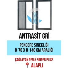 Mediterian 70 x 140 Pileli Plise Sürgülü Akordiyon Katlanır Pencere Sinekliği 0-70 cm En 0-140 cm Boy Pileli (