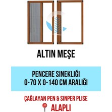 Mediterian 70 x 140 Pileli Plise Sürgülü Akordiyon Katlanır Pencere Sinekliği 0-70 cm En 0-140 cm Boy Pileli (