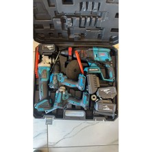 Mediterian Darbeli Dörtlü Set Şarjlı Tork Şarjlı Hilti Şarjlı Taş Şarjlı Matkap 3'lü 30 Volt Anahtarlı 1-2 M 3