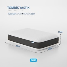 FOM Tombik Full Ortopedik Masaj Etkili Konforlu Visco Yastık, Ortopedik, 60 X 40 X 13, Siyah