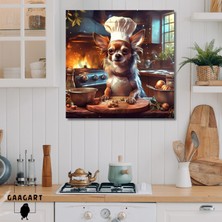 Gaagart Kare Kanvas Mutfak Tablosu Aşçı Hayvanlar Chihuahua Köpek