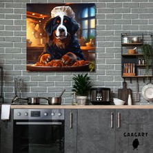 Gaagart Kare Kanvas Mutfak Tablosu Aşçı Hayvanlar Bernese Mointain Köpek