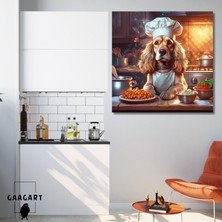 Gaagart Kare Kanvas Mutfak Tablosu Aşçı Hayvanlar Sevimli Cocker Köpek