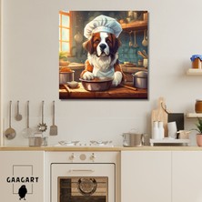 Gaagart Kare Kanvas Mutfak Tablosu Aşçı Hayvanlar Saint Bernard