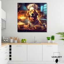 Gaagart Kare Kanvas Mutfak Tablosu Aşçı Hayvanlar Golden Retriever